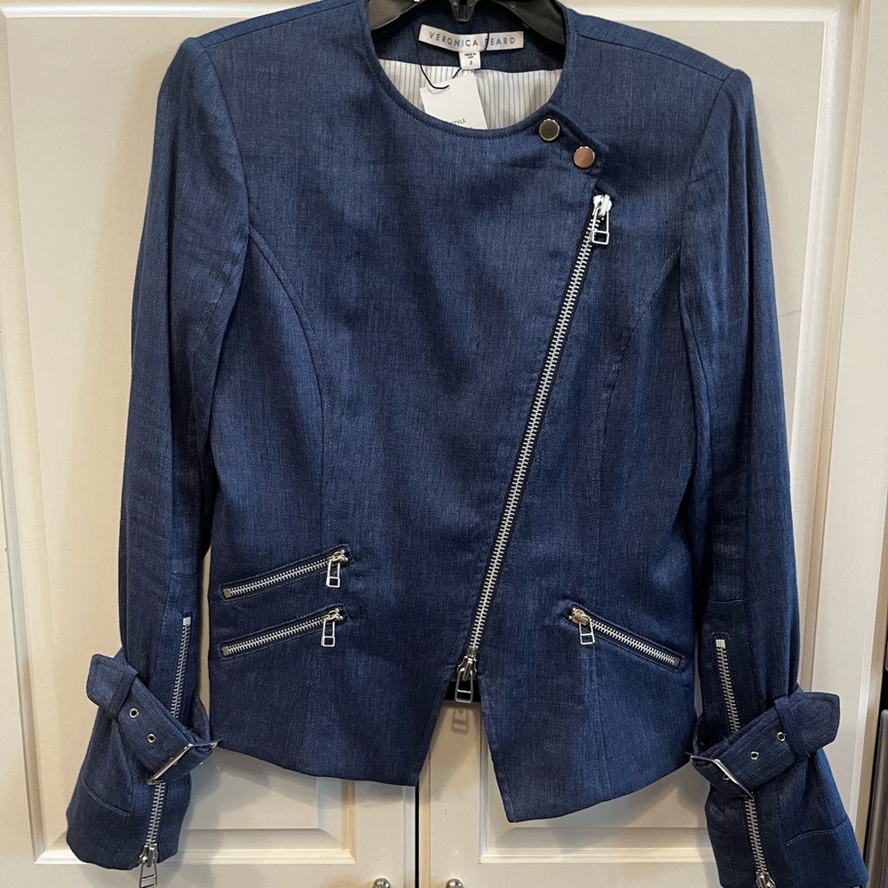 Veronica Beard Sienna Collarless Moto Jacket size 2